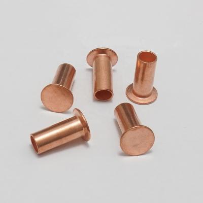 China China Copper Countersunk Round Head Flat Semi-hollow Rivets Brass Semi Tubular Rivet for sale