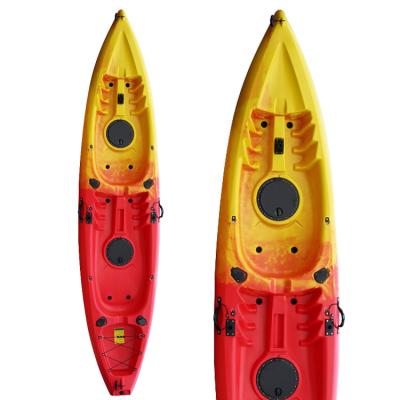 China LLDPE 380CM Flatwin Tandem Kayak For Two Person SIT ON TOP Kayak With Fishing Rod Holders for sale