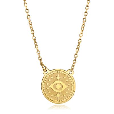 China Lead& Nickel Free Shape Engraving Devil's Eye Sun Necklace 18K Gold Necklace for sale