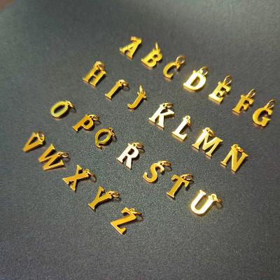 China Hot Vintage Alphabet Pendant Lowercase Charm For Necklace Bracelet DIY Charm Pendant Stainless Steel 18K Gold Plated for sale