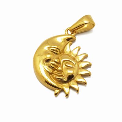 China Vintage Glitter 18K Gold Plated Sun Moon Face Pendant Charm Stainless Steel Fashion Jewelry 2022 New Design for sale