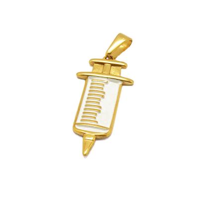 China Lead& Syringe Free Medical Needle Stethoscope Movie Jewelry Doctor Nickel Glitter Pendant Necklace Charms Gold For Cosplay for sale