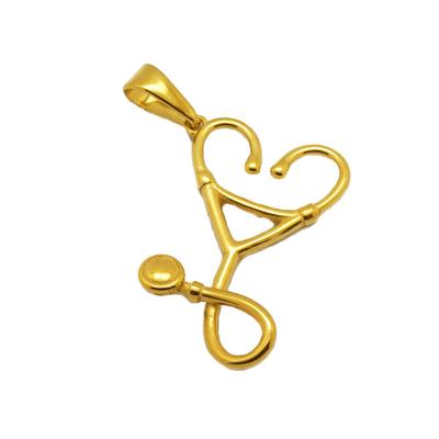 China Lead& Nickel Free Glitter Stainless Steel Stethoscope Love You Necklace Heart Shape Gold Jewelry Pendant Gift For Doctor Nurse Lovers Women Men for sale