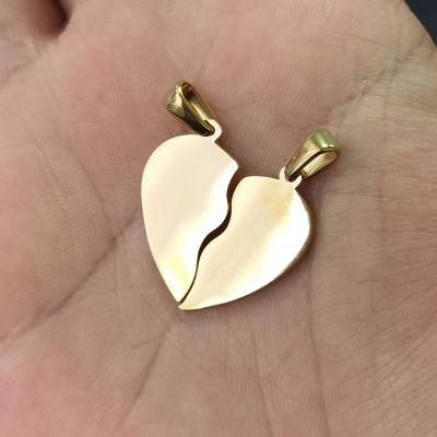 China Vintage 18K Gold Plated Double Heart Cutout Heart Pendant Charm For Lover Gift High Quality Stainless Steel Silver for sale