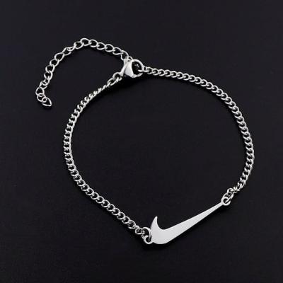 China New Design Logo Stainless Steel Jewelry Custom Tick Swoosh Street Style Anklet Bracelet Urban Hiphop Silver Hiphop 2022 for sale