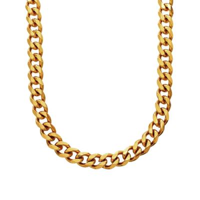 China Lead& Nickel Free Wholesale Mens Jewelry 5mm Cuban Link Necklace 18K Gold Stainless Steel Chain Jewelry for sale