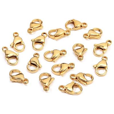 China Wholesale Stainless Steel Lobster Claw Clasp Jewelry Accessories Stainless Steel Lobster Clasps For Jewelry Making 18K Gold PVD Plated 9mm 10mm for sale