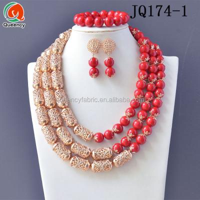 China Queency 2018 Elegant Fancy Design Fashion Bridal African Coral Beads Jewelry Set for sale