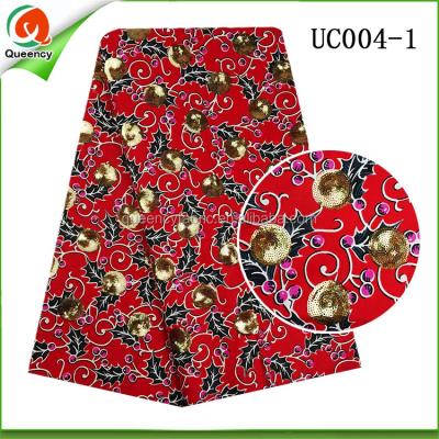 China UC004 QUEENCY Blackout Wax Fabric African Printed Cotton Wax Fabric Prints With Gold Order for sale