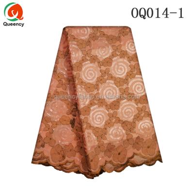 China OQ014 Queency China big viable supplier hand cut organza lace fabric for african women for sale