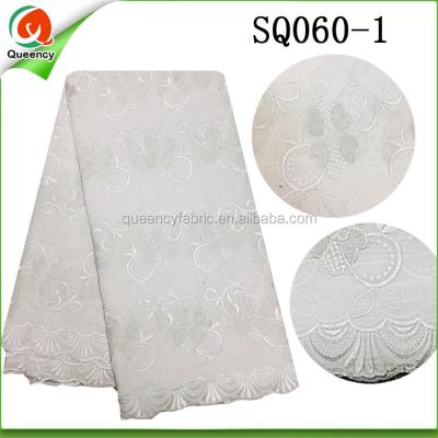 China SQ060 Queency Large Embroidered Heavy Swiss Voile Lace Fabric Viable Quality Austria Dry Lace Voile Lace Fabric for sale