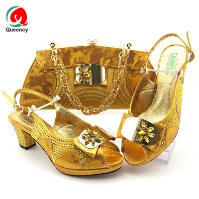 China Waterproof PU Material And Adult New Age Shoes And Bags Set Italian Design Shoes With Beaded And Stones In Stock for sale