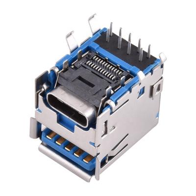 China USB 3.1 Type C Receptacle 24 Pin With USB 3.1 A Type Gen2 Connector Stepping Up CQ-3.1-AF-C24S111 for sale