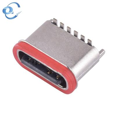 China Type-C Zinc Alloy Female Straight USB C Connector SMD Shell Stretched Waterproof IPX7 Manufacturer With Waterproof Circle CQ-TC6F-FSLSLT for sale