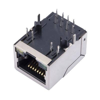 China HR911105A 10/100Base-TX PCB Receptacle Modular Ethernet Jack Tab Down with RJ45 Connector and 100M LED Transformer for sale