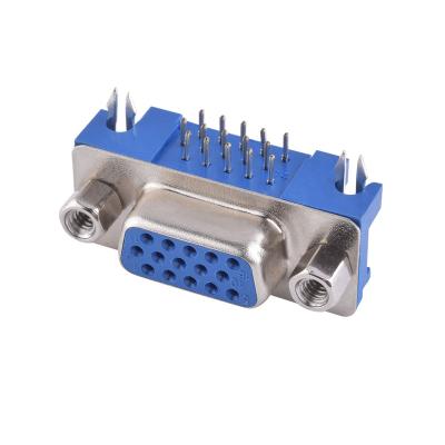 China Blue DB Supplier D-SUB HDR 15P 3.08 Female Glue Fork Lock Female To DB15 Female Adapter For PCB D-SUB Connector CQ-D-SUB15308 for sale