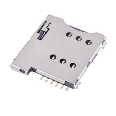 中国 Micro PCB SIM 1.35 Memory Card 6P Push Push Card Socket Connector 販売のため