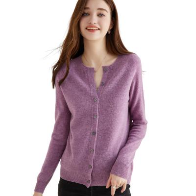 China Anti-Wrinkle Knitwear Custom Long Sleeve Crewneck Cardigan Sweater Merino Wool Knitted Clothes for sale