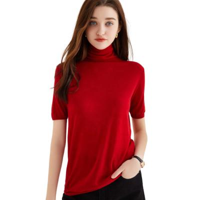 China Anti-Wrinkle Turtle Neck Shorts Sheath Soft Base Layers Fall Sleeve Clothing Women's 100% Merino Wool T-Shirt for sale