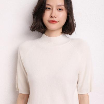 China Anti-pilling Half Sleeve Ladies Summer Autumn Knitted Pullover Jumper Shirt 100% Cashmere Sweaters For Women for sale