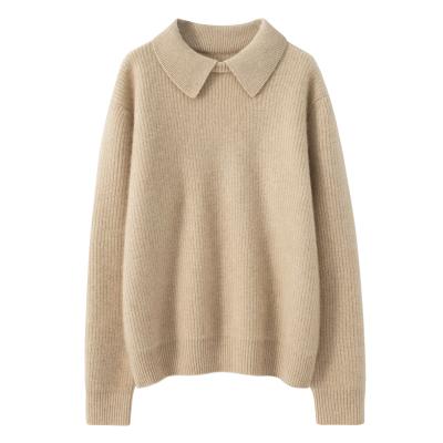 China Anti-pilling Custom Made 100% Pure Cashmere Women Knitted Winter Jumper Tops Fashion Ladies Crew Neck Sweater for sale