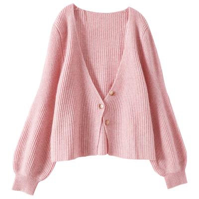 China Winter Anti-pilling Fashion Jumper Sweater 35% Cashmere Wool Single Crop Knitted Cardigans For Women for sale