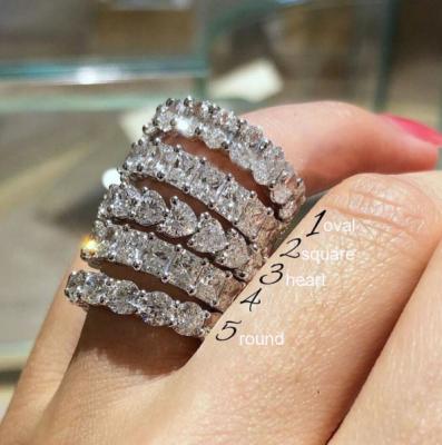 China 2021 New Minimalist CLASSIC High End Zirconia Pave Rings Stainless Steel Baguette Rings Bling Crystal Iced Out Ring For Women for sale