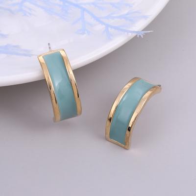 China Environmental friendly blue enamel cc earrings simple and cute stud earrings 2021 new fashion stud earrings for women for sale