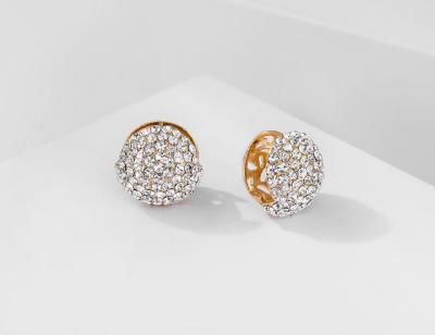 China Environmental Friendly Round Ball Diamond Earrings Factory Gold Plated Around Natural Women's Halo Stud Earrings Zircon Earrings for sale