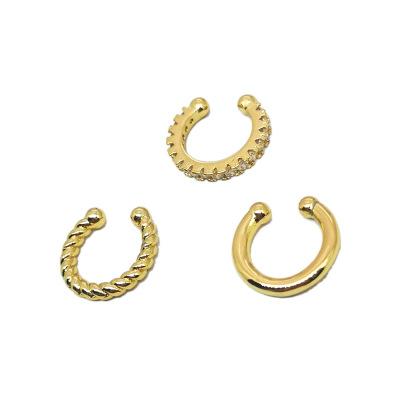 China 2021 Trend Environmental Friendly Fake Cartilage No Piercing Clip Earrings Fashion Gold Plated Punk Earrings CC Clip On Earrings For Women for sale