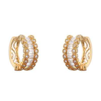 China Shiny Diamond Circle Earring Women Gold Color Metal Small Hoop Earrings Rhinestone Environmental Friendly Minimalist Huggies Round Earring for sale