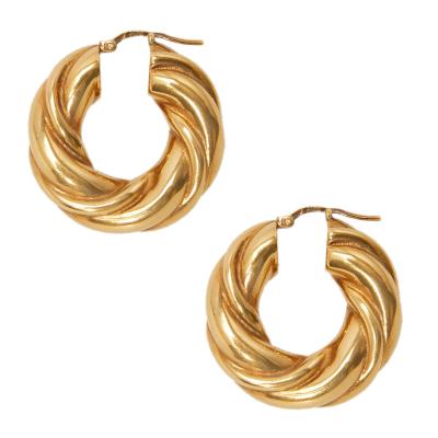 China Fashion design gold stainless steel circle earrings CLASSIC twisted hip-hop statement jewelry for women classic European style earrings for sale