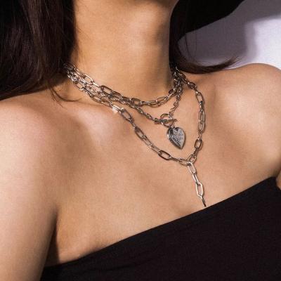 China Clavicle Chain Boho Choker Jewelry Multi-Layer Gold Plated Gold Plated Heart Necklace Scarf for sale