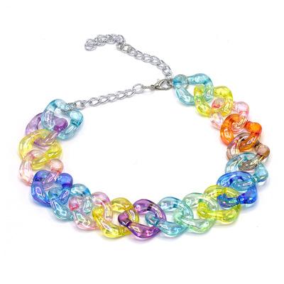 China Custom Fashion Girl Rainbow Color Women's Hip Hop Necklace Geometric Necklace Transparent Punk Acrylic Chains Choker Custom Acrylic Necklace for sale