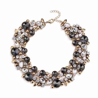 China Ethnic Glass Bib Maxi Necklace Jewelry Crystal Rhinestone Necklace Female BoHo Large Statement Necklace Choker Women CLASSIC Necklace Large for sale