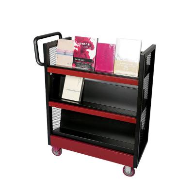 China Durable Commercial Bookstore Furniture FLSM Mobile Book Cart With Wheels for sale