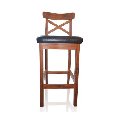 China Modern Chinese Wooden Vintage Upholstered High Wooden Step High Coffee Bar Stools for sale