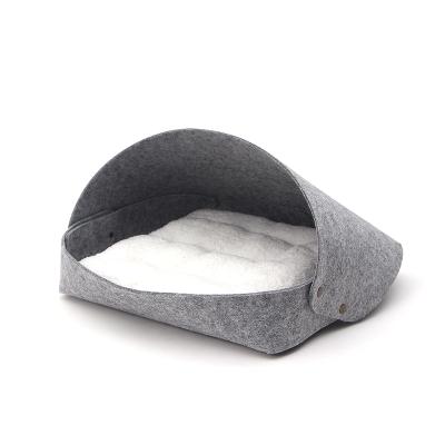 China Sustainable Pet Bed Simple Design Gray Household Felt With Handle Cat Litter for sale