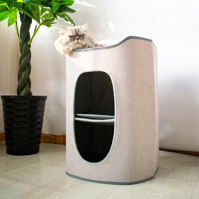 China Foldable Travel Factory Wholesale Canvas Double-Layer Pet Nest Pet Bed Cat Sleeping Bed Cat House for sale