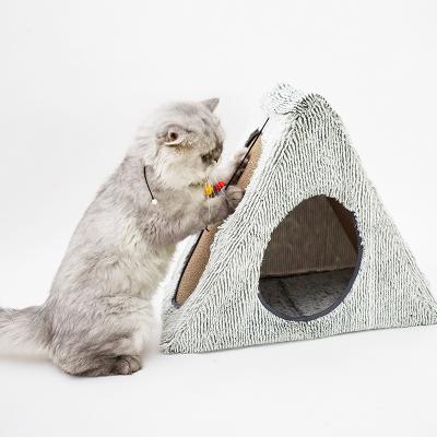 China China Breathable Factory Triangular Sandwich Wrinkled Paper Cat Scratch Panel Bedroom Cat Toy Cat House Scratcher for sale