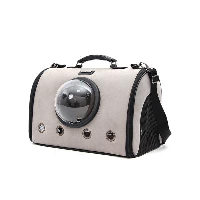 China Factory Wholesale Large Size Breathable Suede Pet Transparent Bag For Pet Cat Breathable Travel Backpack for sale