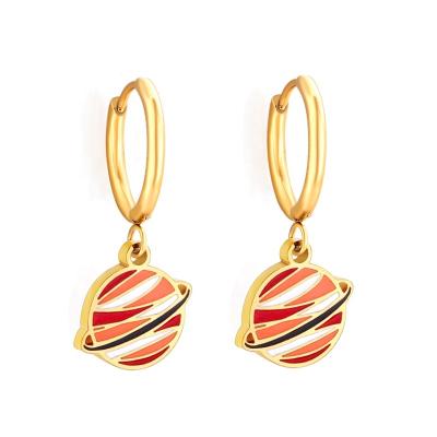 China 2022 creative new design all-match earrings fashion personality cartoon planet series circle earrings gold plated circle dangle earrings wholesale for sale