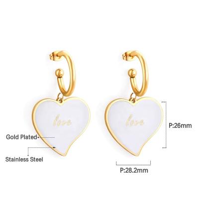 China 2022 New Fashion All-match Stainless Steel Heart Stud Earrings 18k Gold Plated Circle Earrings Pendant for sale