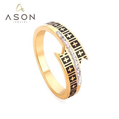 China Fashion Match 18K Gold Plated Stainless Steel Men Women Ring Stainless Steel Ring Waterproof Jewelry High Quality for sale