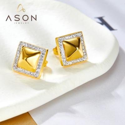 China All-match 2022 fashion awl square stud Zircon earrings classic shiny Zircon women's simple geometric gold earrings balance small bridal for sale