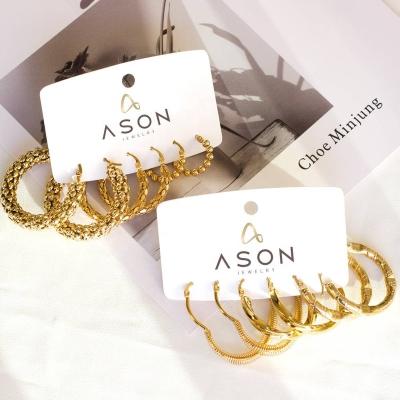 China All-match Fashion Ason 2022 Fashion Jewelry Steel Ball Circle Earrings Women Gift Wholesale Stainless Steel Gold Hoop Earrings for sale