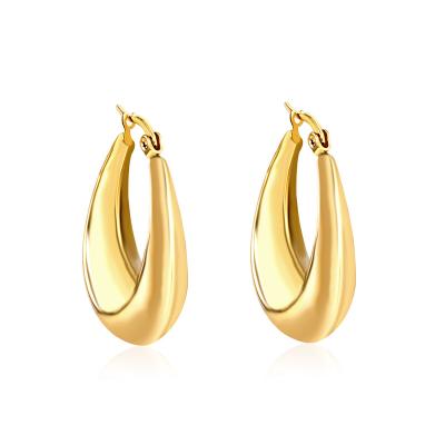 China Fashion All-match Factory Direct Selling Stainless Steel Gold Plated Hypoallergenic Fashion Round Hoop Earrings for sale