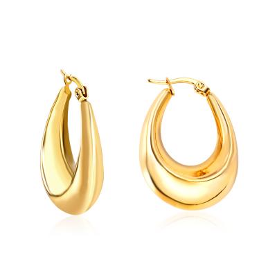 China Fashion all-match 2022 new product personality no collision stainless steel gold plated fashion round earrings for sale