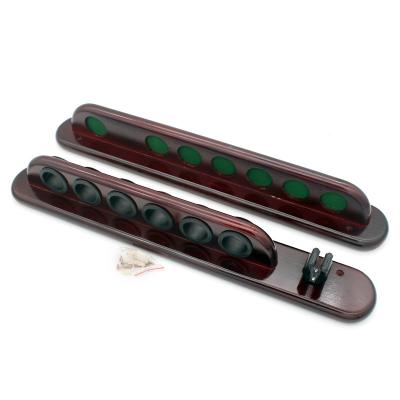 China Billiard Pool/Wine Red Color Wood Billiard Cue Rack Of Holes Billiard Table 7 To Put Billiard Snooker Cue Sticks for sale