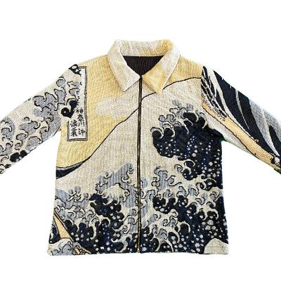 China Breathable Custom Tapestry Jacket Men Plus Size Mens Jackets Tapestry Coats Jacquard Sweater Zipper Cardigan for sale